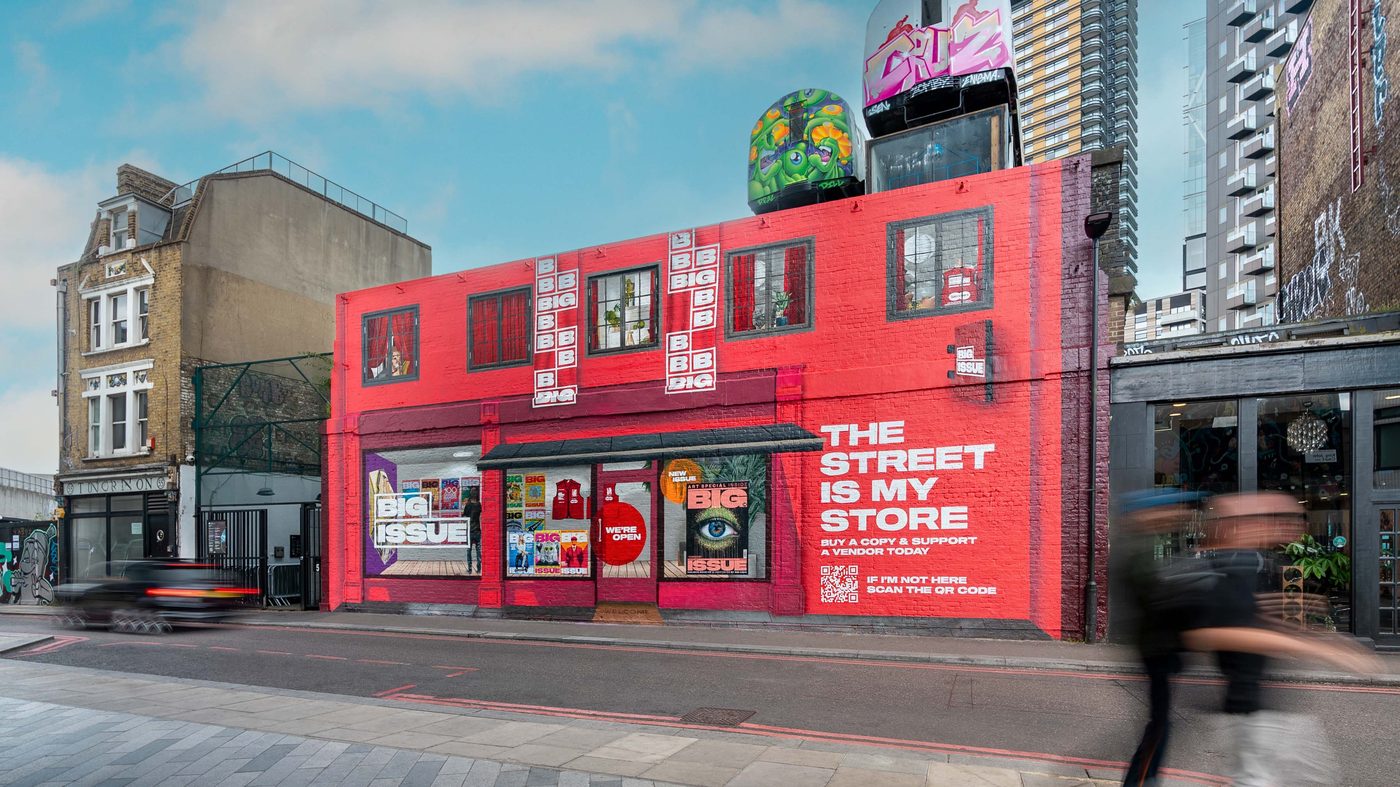 A brightly painted building on a Hackney high street